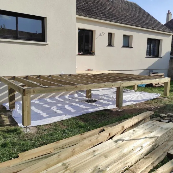 Structure terrasse pilotis vue gauche Mondeville